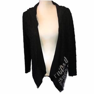 Two Wings Black Graphic Hooded Jacket